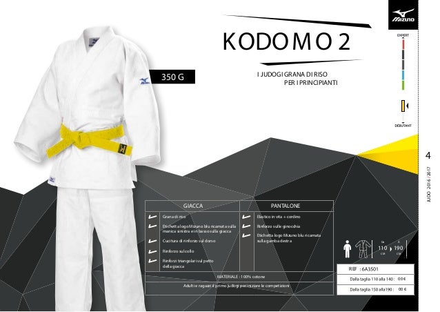 tabella taglie mizuno judogi