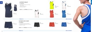 RUNNING
72
White/Royal
44
Yellow Fluo/
Royal
AUTHENTIC SINGLET
COD. U2EA7101
»	Tessuto leggero e traspirante con tecnologia
Mizuno DryLite®.
»	Dettagli in contrasto laterali.
»	Anti-abrasion labelling.
TAGLIE S-XXL | MATERIALI 100% Polyester
14
Navy/White 70
White/Black
AUTHENTIC SPLIT SHORT
COD. U2EB7301
»	Tessuto leggero con slip interno traspirante.
»	Lo split garantisce massima libertà di movimento.
»	Dettagli fluo in contrasto.
TAGLIE S-XXL | MATERIALI 100% Polyester
22
Royal/White
UOMO / AUTHENTIC
UOMO / AUTHENTIC
62
Red/White
22
Royal/White
14
Navy/White
62
Red/White
09
Black/White
PREZZO E 18
PREZZO E 18
20
 
