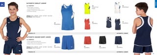RUNNING
AUTHENTIC / JUNIOR
AUTHENTIC / JUNIOR
22
Royal/White
14
Navy/White
AUTHENTIC SINGLET JUNIOR
COD. U2EA7401
»	Tessuto leggero e traspirante
	 con tecnologia Mizuno DryLite®.
»	Dettagli in contrasto fluo su spalla e braccio.
»	Anti-abrasion labelling.
TAGLIE S(116) - M(128) - L(140) - XL(152) - XXL(164)
MATERIALI 100% Polyester
AUTHENTIC SQUARE SHORT JUNIOR
COD. U2EB7401
»	Tessuto traspirante ed elasticizzato.
»	Elastico piatto in vita con cordino personalizzato.
»	Dettagli in contrasto sul fondo gamba.
TAGLIE S(116) - M(128) - L(140) - XL(152) - XXL(164)
MATERIALI 100% Polyester
PREZZO E 15
PREZZO E 15
62
Red/White
44
Yellow Fluo/
Royal
72
White/Royal
62
Red/White
14
Navy/White
09
Black/White
22
Royal/White
30 31
 