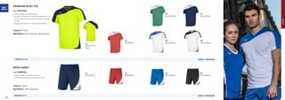 VOLLEY
PREMIUM MYOU TEE
COD. V2EA7004
»	Tessuto leggero ed elasticizzato.
»	Design che richiama la tradizione giapponese con
	 inserti stampati sulla spalla, manica e su pannelli
laterali.
»	Design asimmetrico, perfettamente bilanciato.
TAGLIE M-XXXL
MATERIALI 92% Polyester, 8%Elastane
44
Yellow Fluo/
Navy
14
Navy/White
70
White/Black
MYOU SHORT
COD. V2EB7002
»	Tessuto leggero, interlock poliestere.
»	Cordino personalizzato con elastico in vita.
MATERIALI 100% Polyester
TAGLIE S-XXXL
62
Red/White
14
Navy/White
UOMO / PREMIUM
UOMO / PREMIUM
62
Red/White
72
White/Royal
38
Green/White
22
Royal/White
09
Black/White
PREZZO E 27
PREZZO E 13
38
 