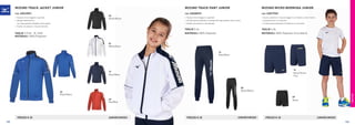 FREETIME
09
Black/Black
22
Royal/Navy
01
White/Navy
14
Navy/Navy
62
Red/Red
PREZZO E 25 JUNIOR/UNISEX
MIZUNO TRACK JACKET JUNIOR
COD. 32EC8901
»	Tessuto tricot leggero e garzato.
»	Design asimmetrico
con logo grande stampato sulla spalla.
»	Fondo con polsino, 2 tasche laterali.
TAGLIE S (116) - XL (152)
MATERIALI 100% Polyester
PREZZO E 20 PREZZO E 20JUNIOR/UNISEX JUNIOR/UNISEX
09
Black/Black
14
Navy/Navy
14
Navy/Yellow
Fluo
09
Black
MIZUNO TRACK PANT JUNIOR
COD. 32ED8901
»	Tessuto tricot leggero e garzato.
»	Cordino personalizzato e stampa del logo grande sulla coscia.
»	Fondo con polsino e zip laterale.
MATERIALI 100% Polyester
MIZUNO MICRO BERMUDA JUNIOR
COD. 32EF7903
»	Guscio esterno in tessuto leggero con fodera a rete interna .
»	Zip posteriore in contrasto.
»	Cordino personalizzato ed elastico in contrasto.
MATERIALI 100% Polyester (microfibre)
TAGLIE S-XL TAGLIE S-XL
132 133
 