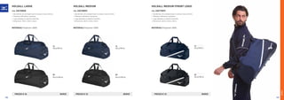 BORSE
09
Black/White
14
Navy/White
PREZZO E 36 BORSE
HOLDALL LARGE
COD. 33EY8W08
»	Zip laterale con scomparto per le scarpe e tasca interna.
»	Poliestere 600 denari resistente.
»	Logo stampato su spallina imbottita.
»	Dimensioni: 70cm x 34cm x 36cm.
MATERIALI Polyester 600D
09
Black/White
14
Navy/White
PREZZO E 32 BORSE
HOLDALL MEDIUM
COD. 33EY8W09
»	Zip laterale con scomparto per le scarpe e tasca interna.
»	Poliestere 600 denari resistente.
»	Logo stampato su spallina imbottita.
»	Dimensioni: 60cm x 32cm x 32cm.
MATERIALI Polyester 600D
09
Black/White
14
Navy/White
PREZZO E 32 BORSE
HOLDALL MEDIUM (FRONT LOGO)
COD. 33EY7W99
»	Zip laterale con scomparto per le scarpe e tasca interna.
»	Poliestere 600 denari resistente.
»	Logo stampato su spallina imbottita.
»	Dimensioni: 60cm x 32cm x 32cm.
MATERIALI Polyester 600D
136 137
 