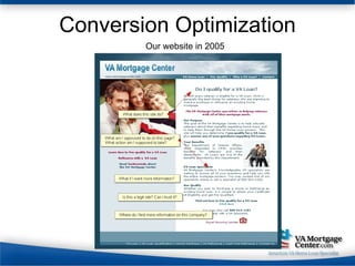 Conversion Optimization Our website in 2005 