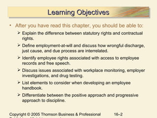 Chapter 16 Employee Rights and Discipline | PPT