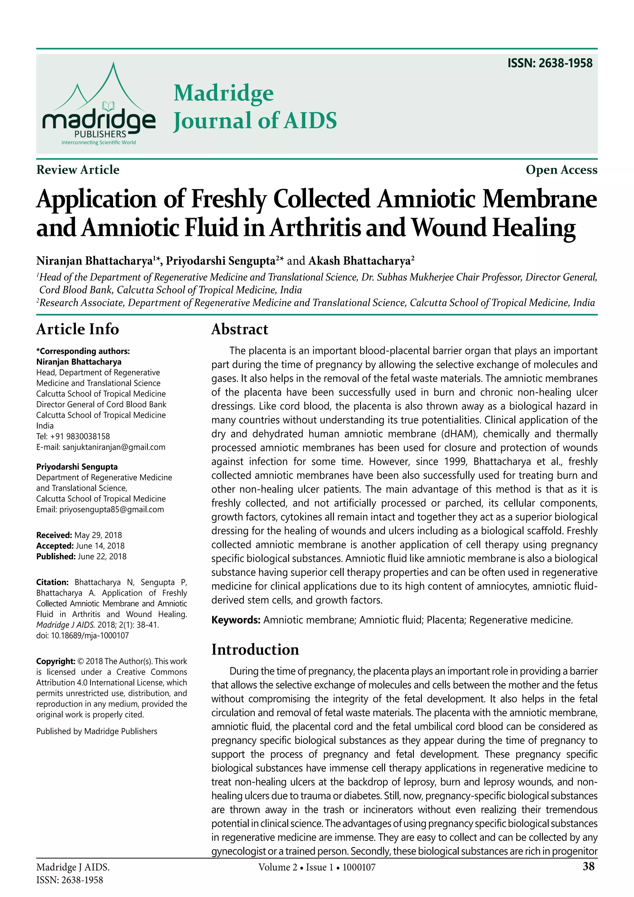Application of Freshly Collected Amniotic Membrane and Amniotic Fluid