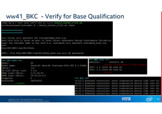 Copyright © 2017, Intel Corporation. All rights reserved.
*Other names and brands may be claimed as the property of others.
ww41_BKC - Verify for Base Qualification
106
 