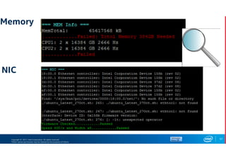 Copyright © 2017, Intel Corporation. All rights reserved.
*Other names and brands may be claimed as the property of others.
Memory
57
NIC
 