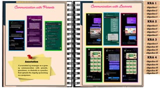 Annotation
A screenshot of messages as a form
of communication with parents,
guardians, or students is a practice
that upholds the dignity of teaching
as a profession.
Communication with Parents Communication with Learners
KRA 1
Objective 1
Objective 2
Objective 3
Objective 4
KRA 2
Objective 5
Objective 6
Objective 7
Objective 8
KRA 3
Objective 9
Objective 10
Objective 11
Objective 12
KRA 4
Objective 13
Objective 15
Objective 16
Objective 17
Objective 14
 