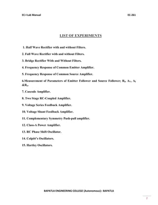 Ec 261 ec 1 lab manual | PDF