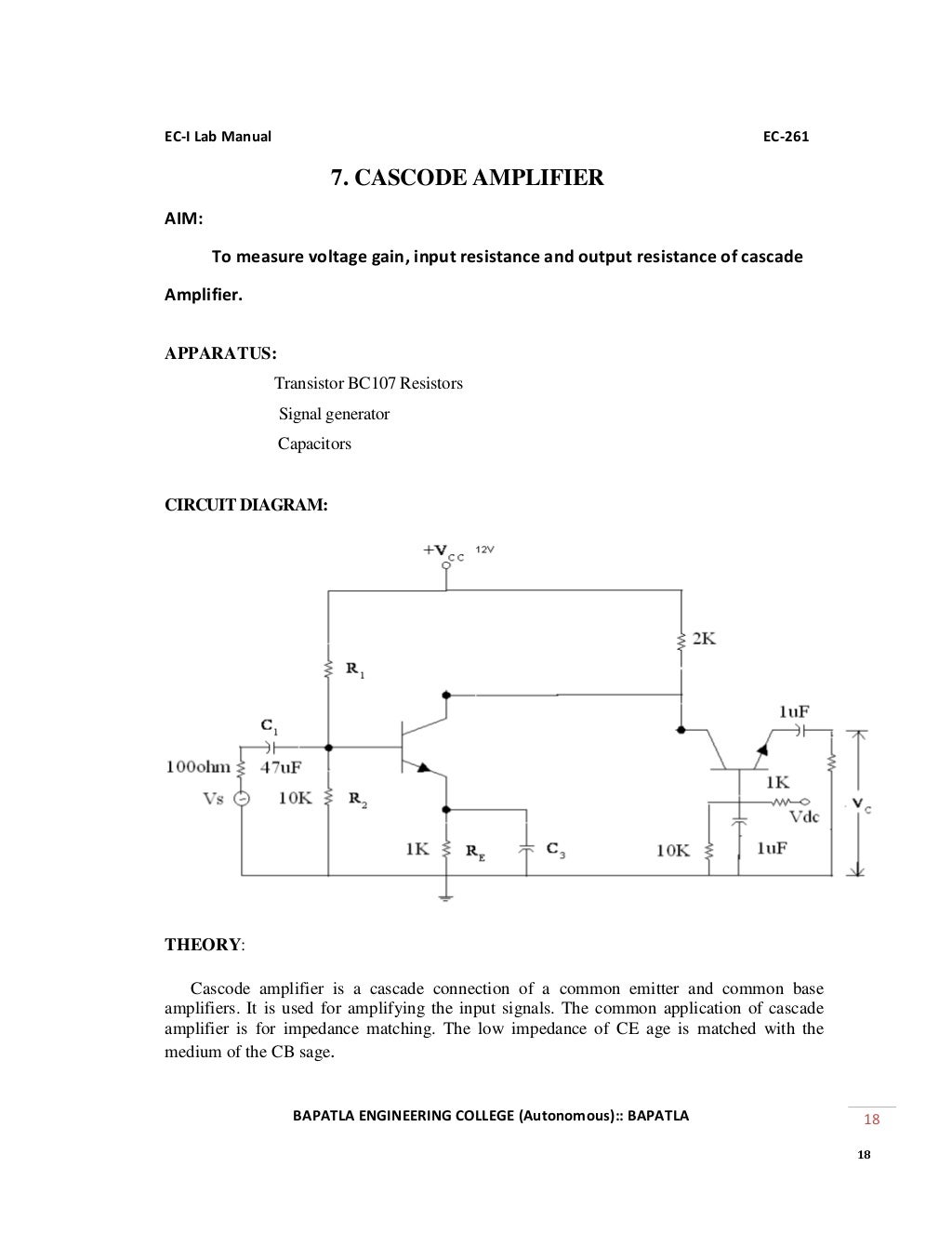 Ec 261 ec 1 lab manual