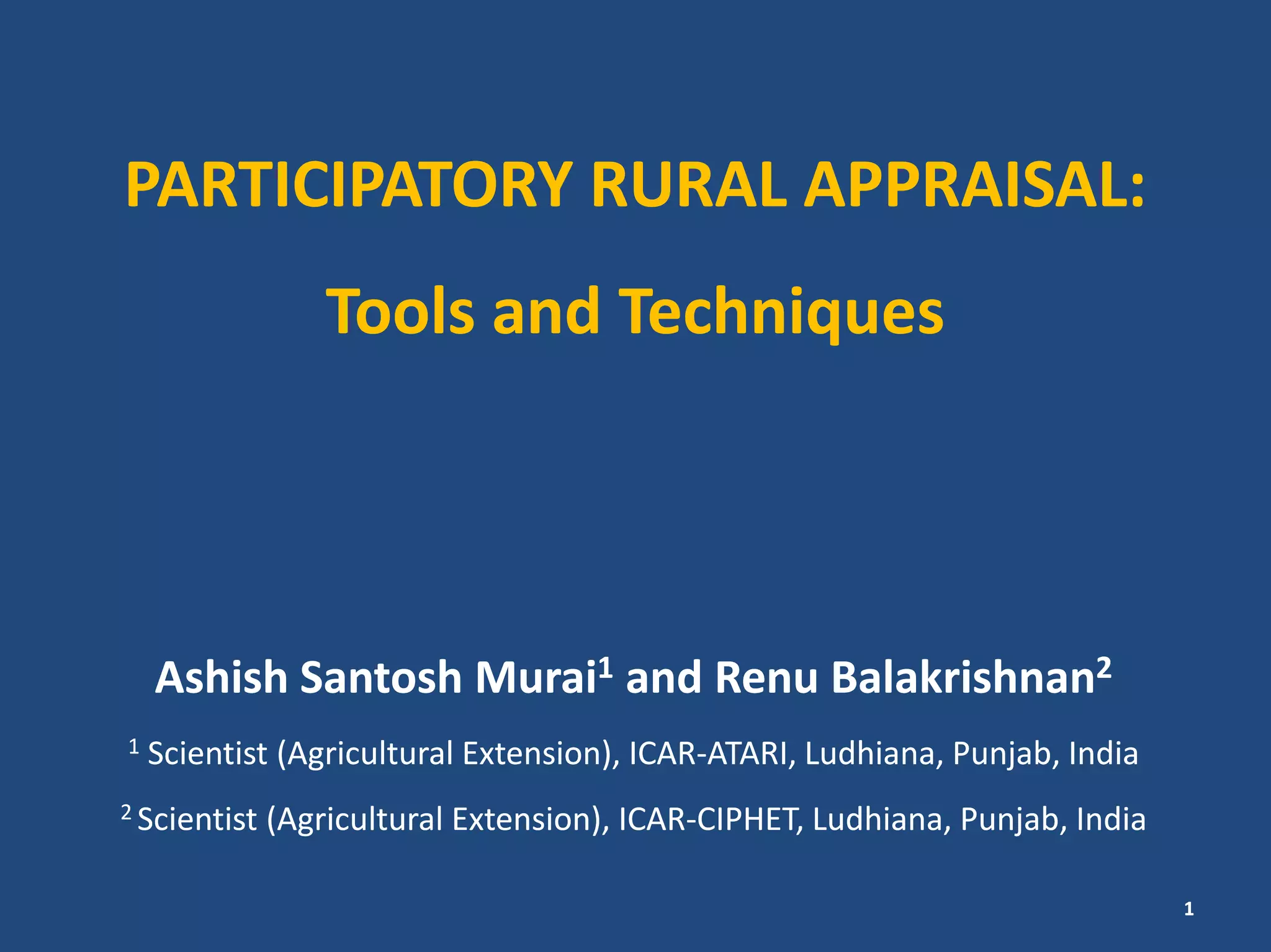 Participatory rural appraisal tools and techniques | PDF