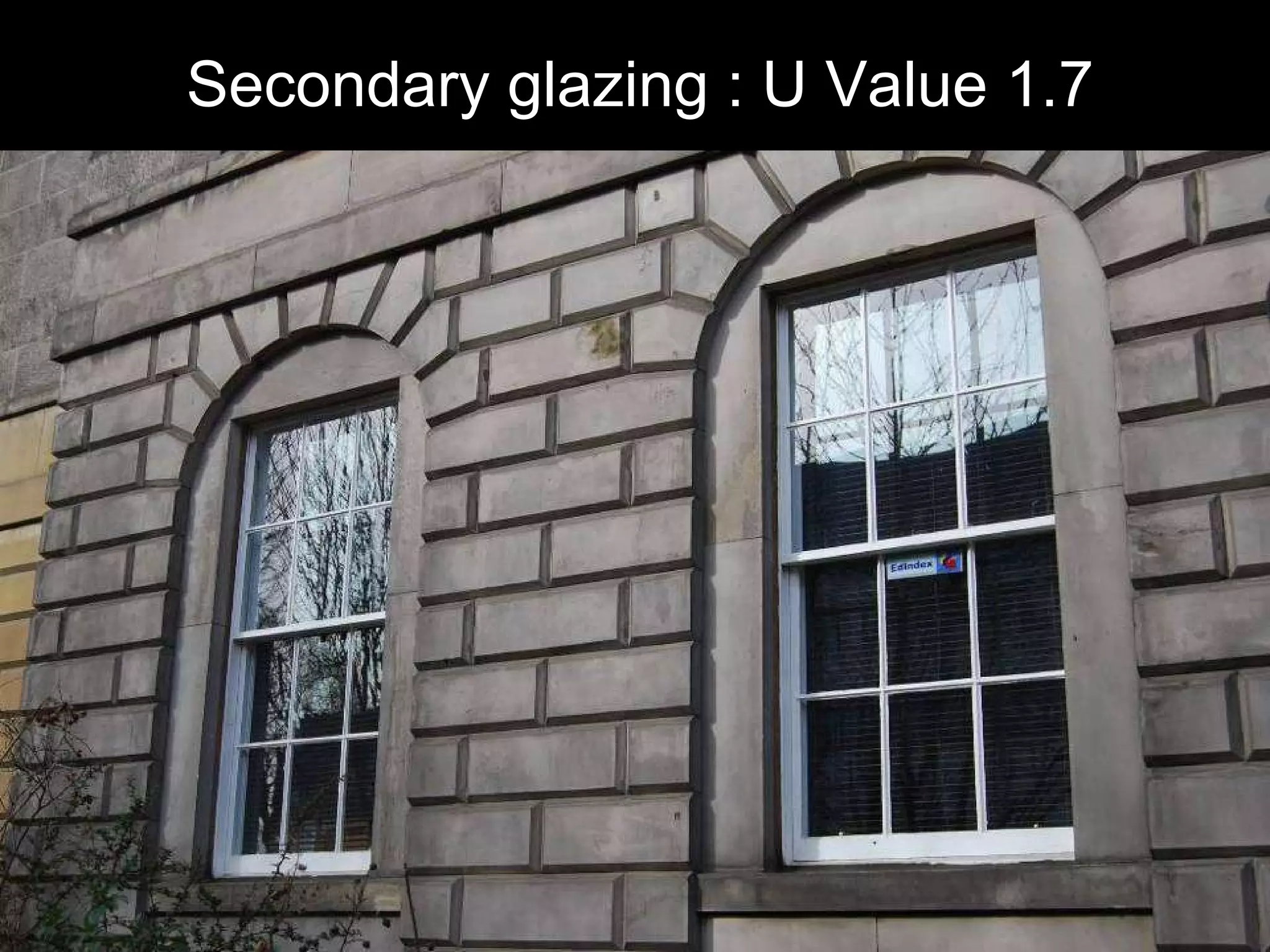 Secondary glazing : U Value 1.7 