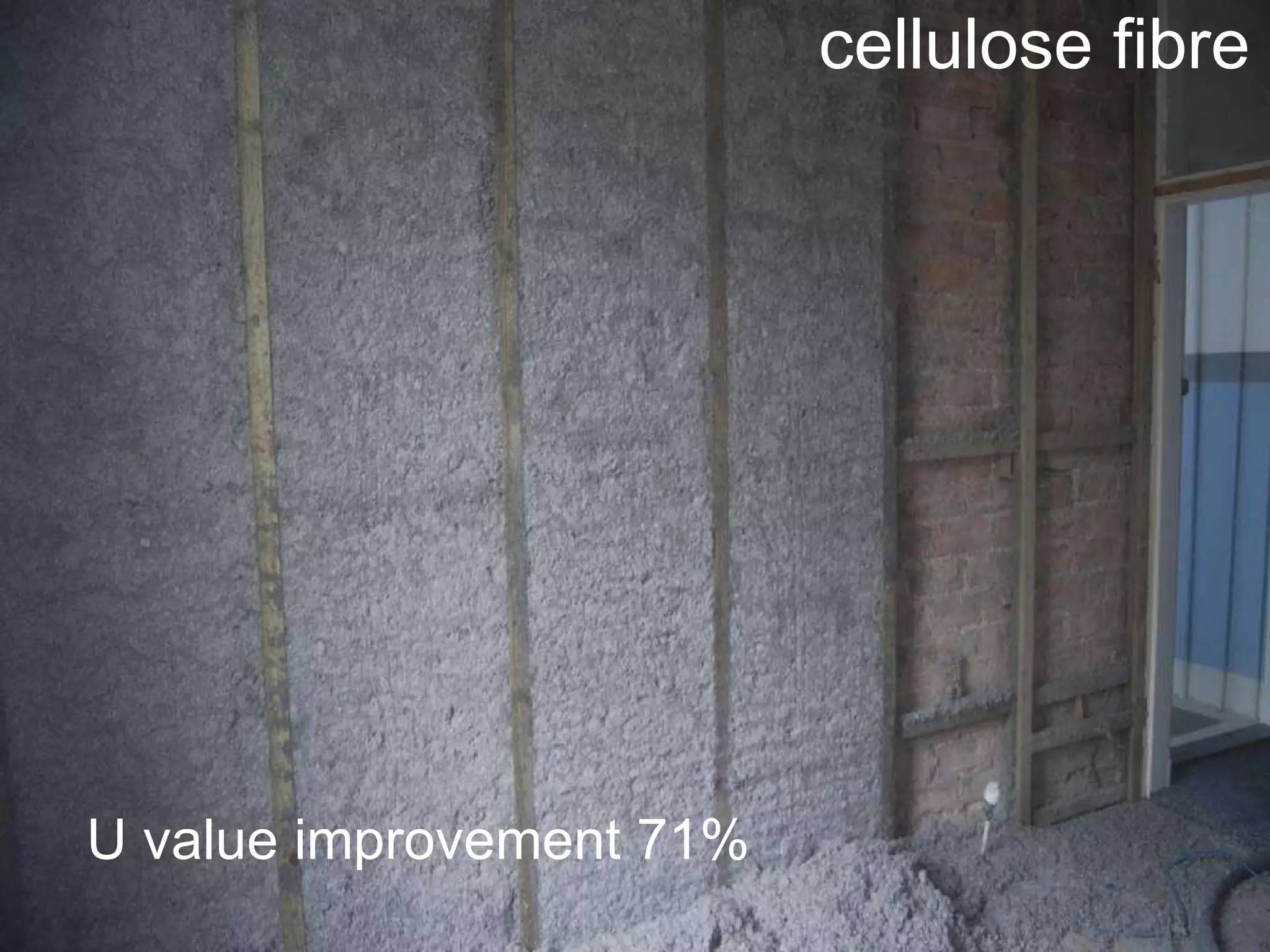 cellulose fibre U value improvement 71% 