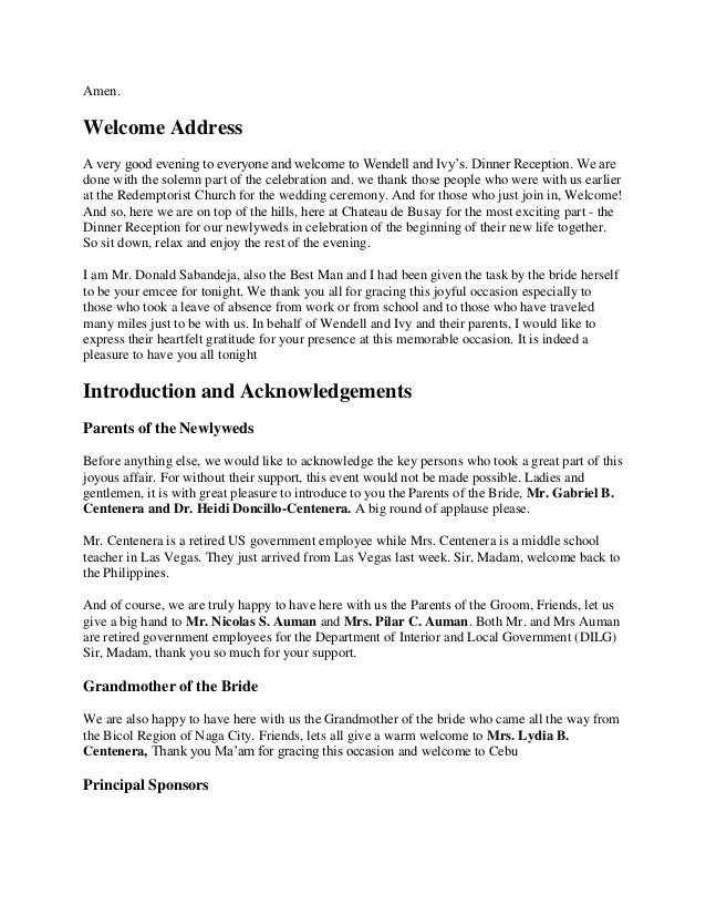 Wedding Acknowledgements Canya