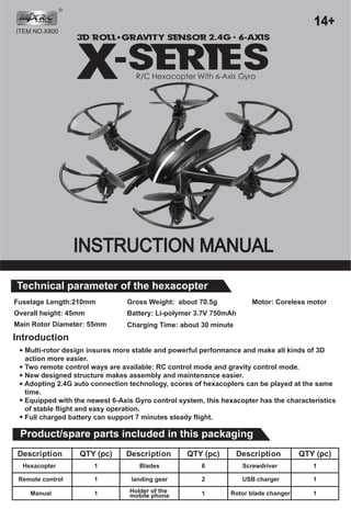 Mjx x800 hexacopter manual