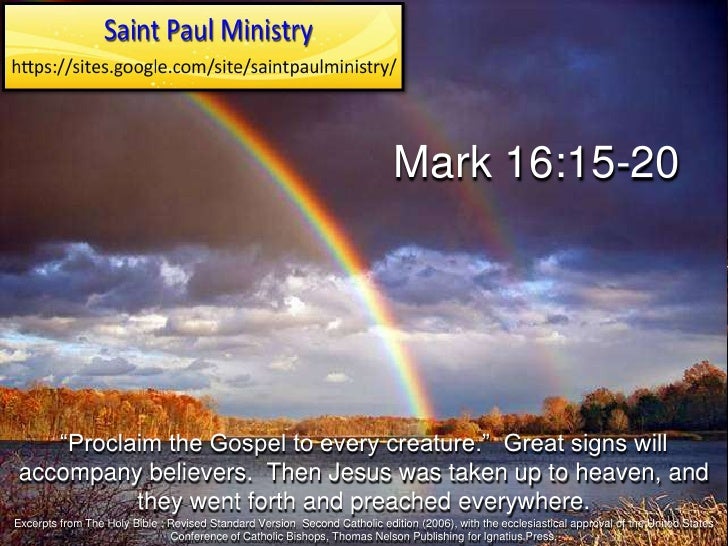 Marco 16 15 20 Commento Ascension of the Lord - Gospel: Mark 16:15-20