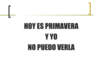 HOY ES PRIMAVERA Y YO  NO PUEDO VERLA 