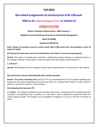 Mk0015 Services Marketing And Customer Relationship Management Pdf Mk0015 Services Marketing And Customer Relationship Management Pdf