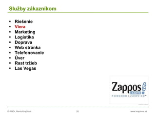 © RNDr. Marta Krajčíová 26 www.krajciova.sk
Služby zákazníkom
 Riešenie
 Viera
 Marketing
 Logistika
 Doprava
 Web stránka
 Telefonovanie
 Úver
 Rast tržieb
 Las Vegas
 