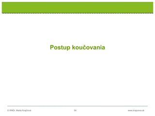 © RNDr. Marta Krajčíová 54 www.krajciova.sk
Postup koučovania
 