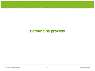 © RNDr. Marta Krajčíová 25 www.krajciova.sk
RNDr. Marta Krajčíová
Personálne procesy
 