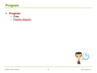 © RNDr. Marta Krajčíová 16 www.krajciova.sk
Program
 Program
– Ciele
– Paretov diagram
 