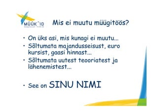 MüüK 10 kaido vestberg