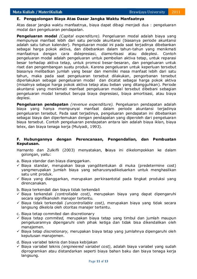 KLASIFIKASI BIAYA KLASIFIKASI BIAYA