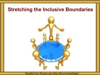 Stretching the Inclusive Boundaries
Rosetta Eun Ryong Lee (http://tiny.cc/rosettalee)
 