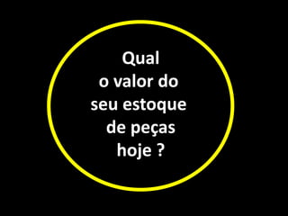 Qual
o valor do
seu estoque
de peças
hoje ?
 
