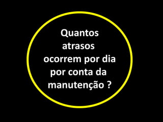 Quantos
atrasos
ocorrem por dia
por conta da
manutenção ?
 