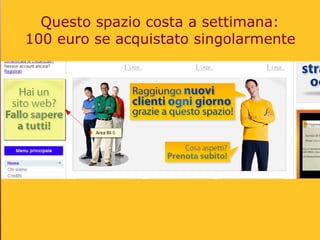 Questo spazio costa a settimana:
100 euro se acquistato singolarmente
 