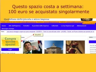 Questo spazio costa a settimana:
100 euro se acquistato singolarmente
 