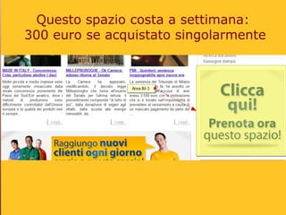 Questo spazio costa a settimana:
300 euro se acquistato singolarmente
 