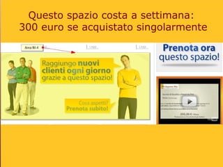 Questo spazio costa a settimana:
300 euro se acquistato singolarmente
 