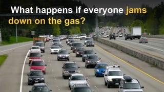 What happens if everyone jams
down on the gas?
 