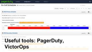 Useful tools: PagerDuty,
VictorOps
 