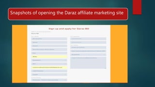 Snapshots of opening the Daraz affiliate marketing site
 