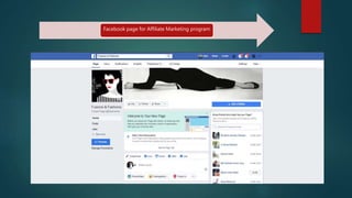 Facebook page for Affiliate Marketing program
 