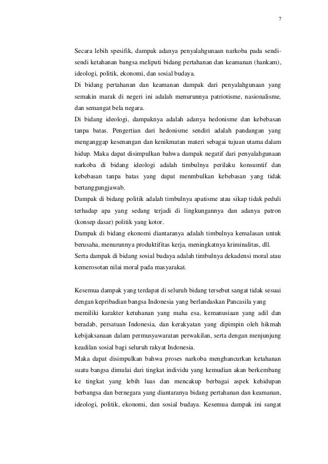 Narkoba Sebagai Ancaman Ketahanan Nasional