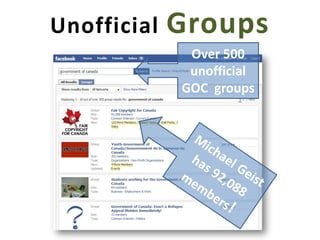 Social Media & Canadian Government Usage Examples