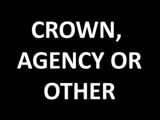 CROWN,
AGENCY OR
  OTHER
 
