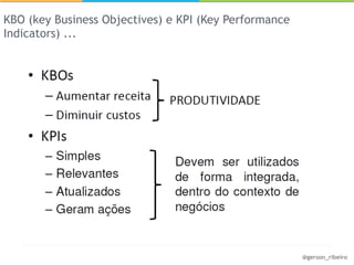 KBO (key Business Objectives) e KPI (Key Performance
Indicators) ...




                                                       @gerson_ribeiro
 