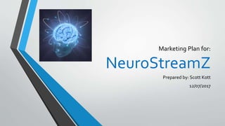 Marketing Plan for:
NeuroStreamZ
Prepared by: Scott Kott
12/07/2017
 