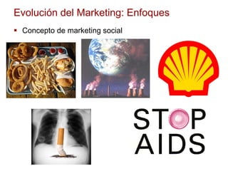 Evolución del Marketing: Enfoques
 Concepto de marketing social
 