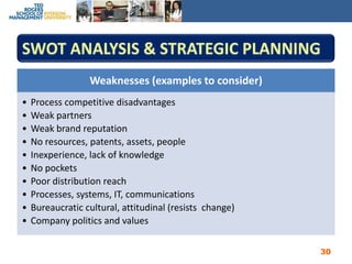 SWOT Analysis & Strategic Planning30
