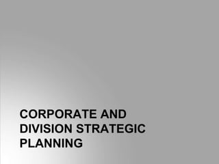 CORPORATE AND
DIVISION STRATEGIC
PLANNING
 