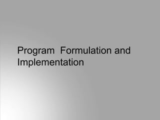 Program Formulation and
Implementation
 