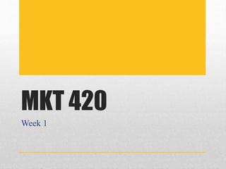 MKT 420
Week 1
 