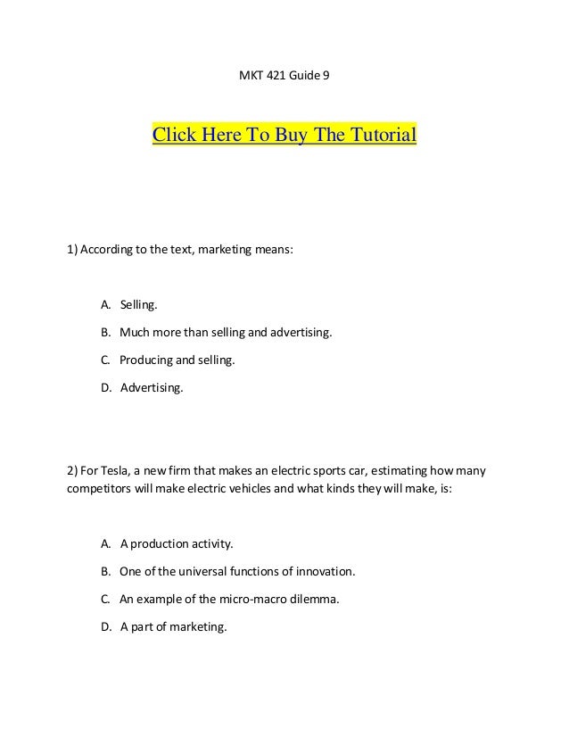 Mkt 421 Guide 9 6 Which Of The Following Statements Regarding Marke